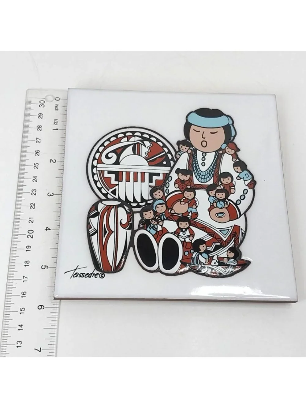 Teissedre Designs Southwestern Native American Ceramic Tile Storyteller Trivet
